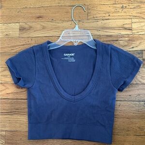 Garage Women's Blue Ribbed Top
